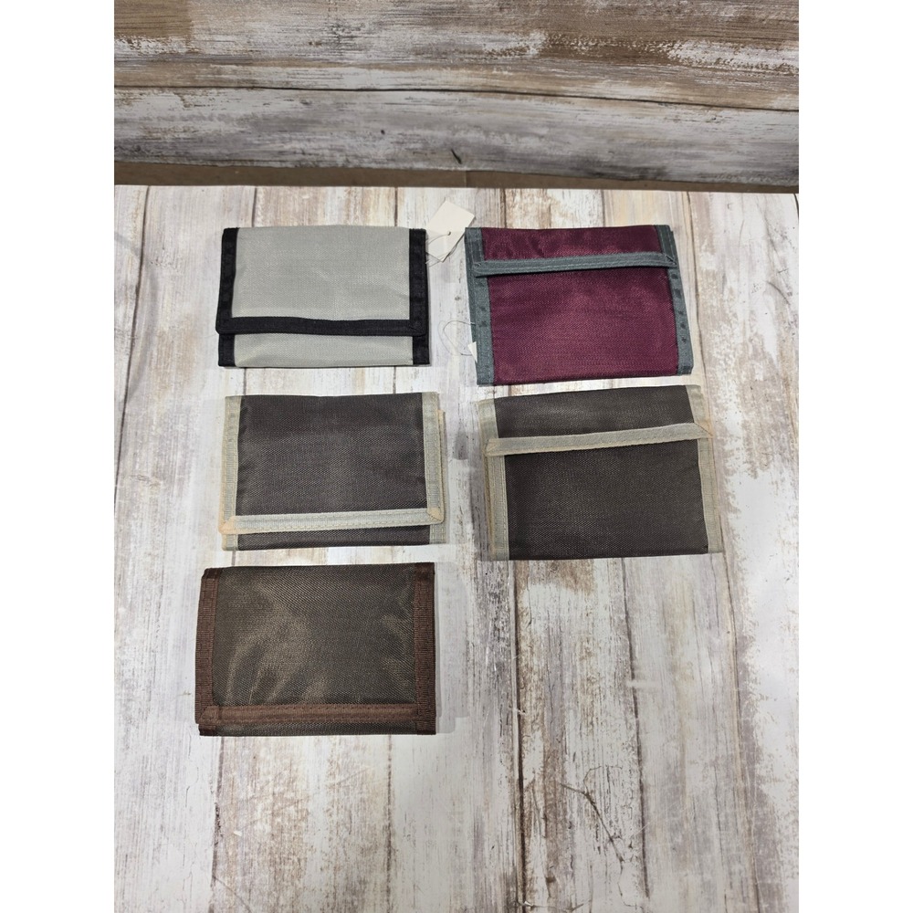Vintage Walmart Nylon Trifold Wallets Hook and Loop Closure Lot of 5 New